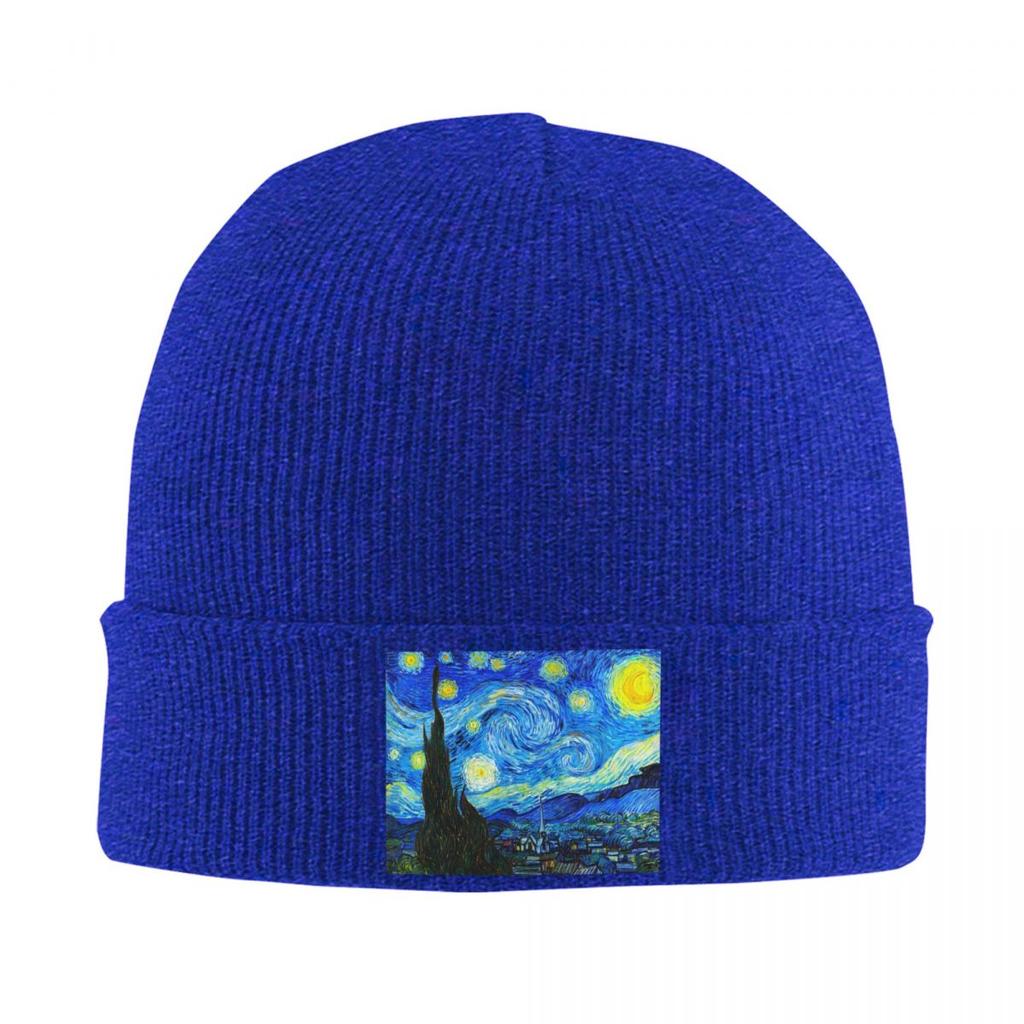 Vincent Van Gogh Starry Night Warm Knitted Cap Hip Hop Bonnet Hat Autumn Winter Outdoor Beanies Hats for Men Women Adult