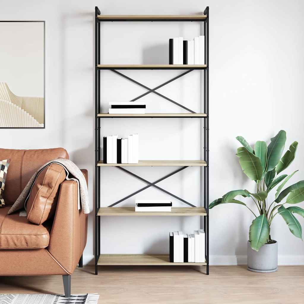 Bookshelf Sonoma Oak 80 x 30 x 189.5 cm Engineered Wood