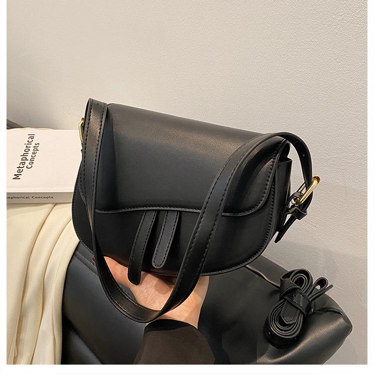Retro Damen Schultertasche mit Doppelriemen - 2024 Trendige Crossbody Satteltasche