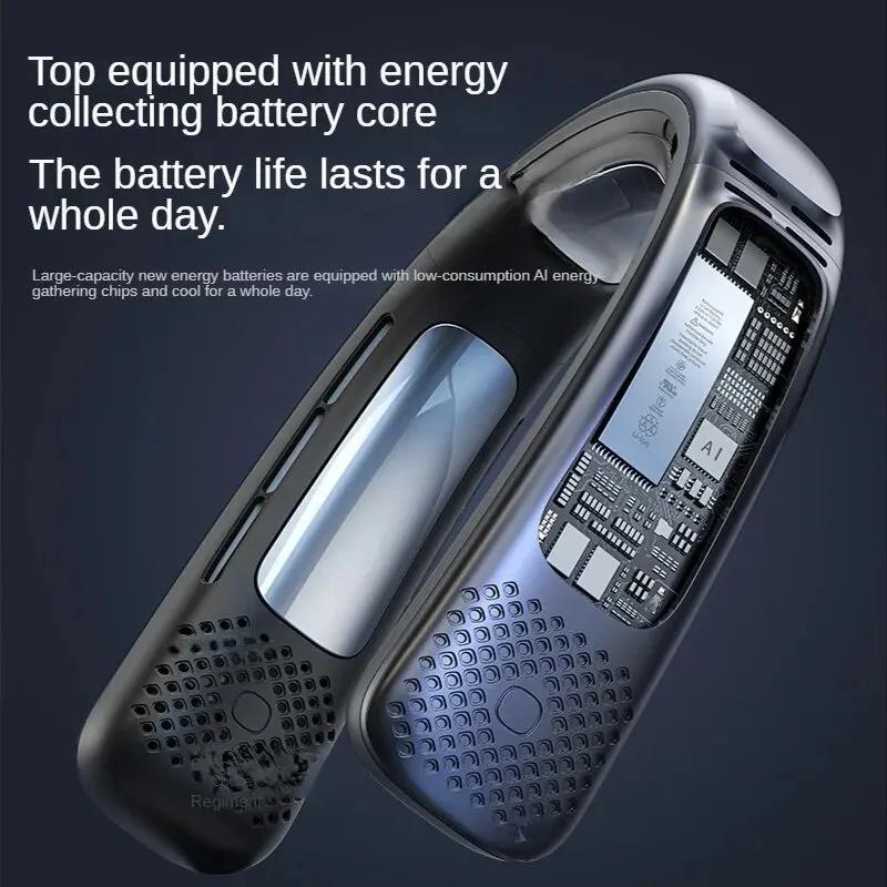 Portable Neck Cooling Fan Hands Free Bladeless Powered Wearable Personal Fan USB Rechargeable Headphone