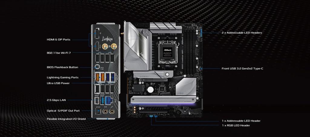 ASRock Motherboard B850 LiveMixer WiFi AMD Ryzen 9000 8000 7000 Series CPU Compatible DDR5 ATX Motherboard Authorized Distributor / / (Soket AM5)