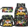 Cartoon Teacup Head Cuphead Student School Bag Backpack Three-piece Set Children's Shoulder Bag Pencil Bag