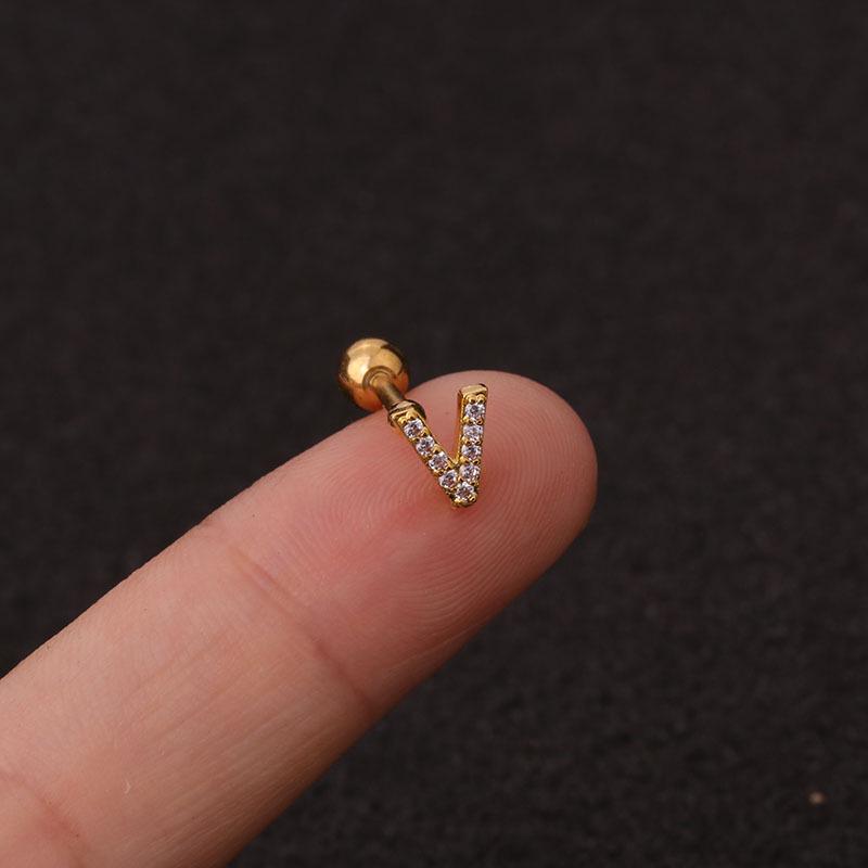 Trendy 26 Letters Tragus Cartilage Earring Women Exquisite Tiny Initial Alphabet Name Helix Earring Piercing Jewelry Gift