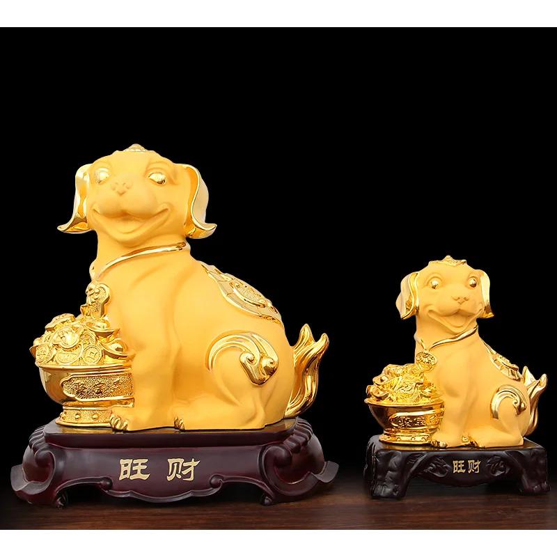 1PCS Simple Chinese Zodiac Golden Dog Ornament Modern Living Room Office Home Decoration Crafts Housewarming Gift