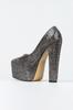 Women's Fashion Platinum Full Stone Classic Pointed Thick Heeled Pointed Platform Evening Dress Shoes For Party
