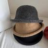 Rolled Up Small Bun Top Hat for Women  Solid Color Wool Basin Hat  Fisherman's Hat  Domed Fashionable Knitted Woolen Hat