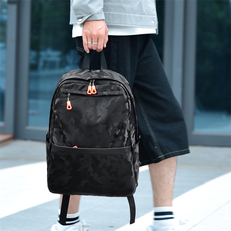 Camouflage Nylon Backpack with Front Pocket Adjustable Straps Casual Daypack for School Outdoor Travel