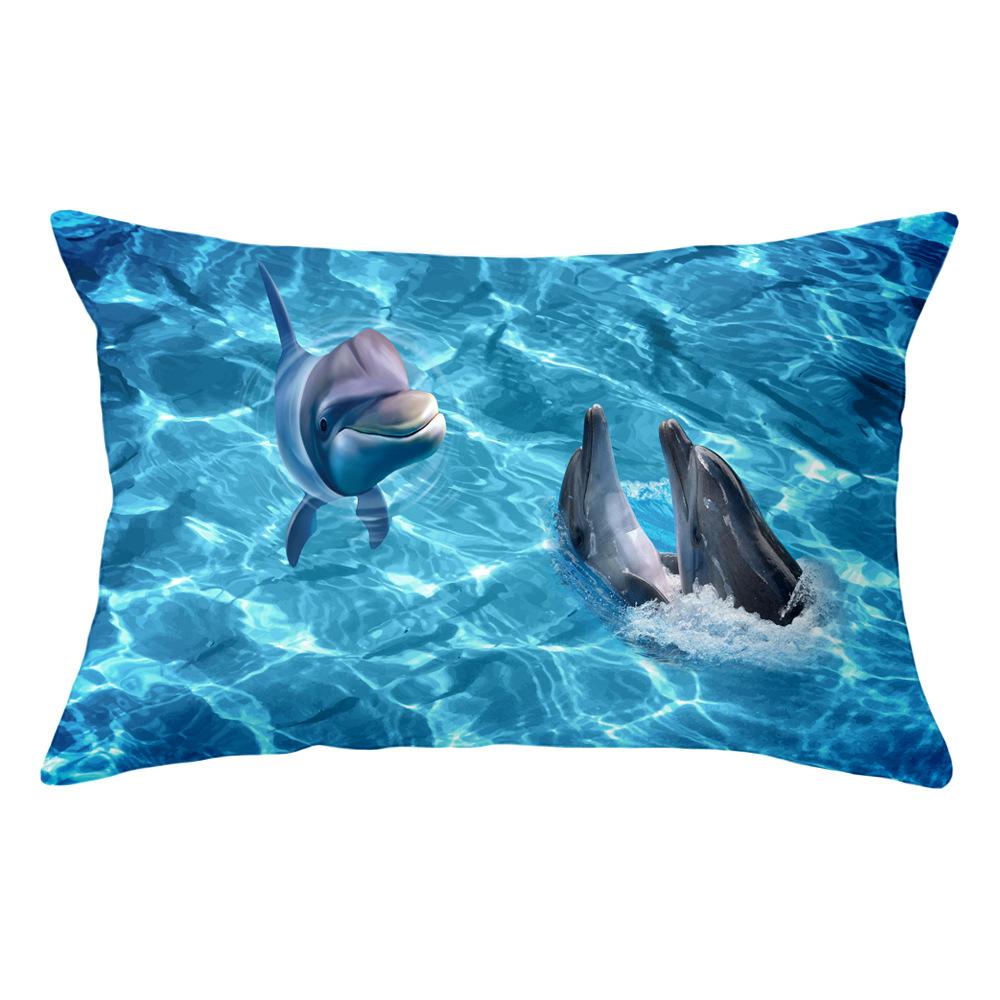 Dekorative Kissenbezüge, 30 x 50 cm, Delfin- und Ozean-Lendenkissenbezug, Sofa-Kissenbezug, Auto-Büro-Kissen, Rückenkissen, Heimdekoration