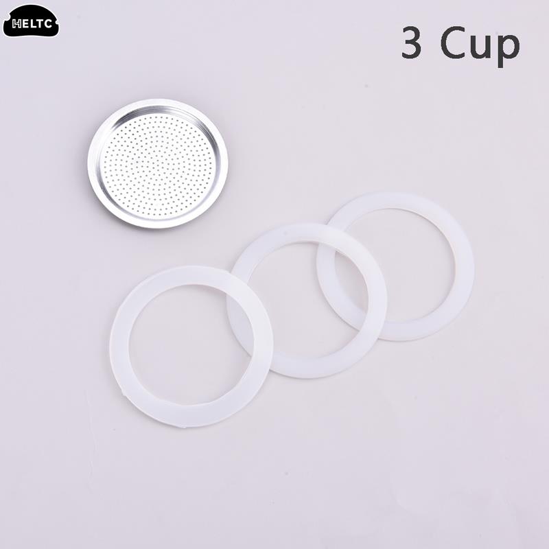 

3Pc Silica Gel Ring Silicone Gaskets Aluminum Filter Moka Pot With 3/6/9/12Cup Moka Express Coffee Bottle Replacement Compatible
