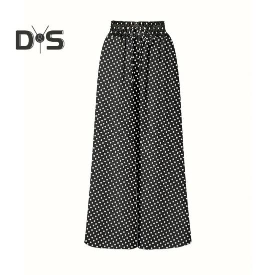 Ženy Dlouhé kalhoty Elastické Vysoký pas Šněrování Tečkovaný potisk Široké nohavice Kalhoty Volný střih Kalhoty Denní nošení