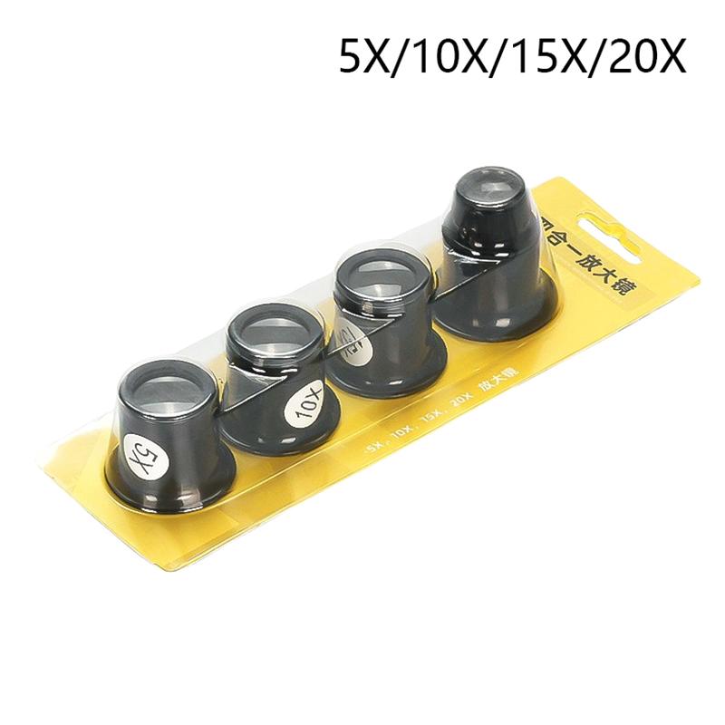 1/4Pcs 3X/5X/10X/15X/20X Eye Loupe Magnifiers Watch Repair Tool Kit Jewelry Loupe Eyepiece Magnifiying Glass Watchmaker Tools
