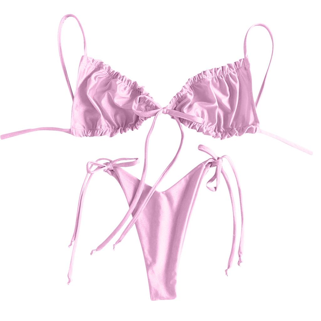 Women's Swimwear Solid Colour Bikini Strappy Swimsuit Split Swimsuit Set