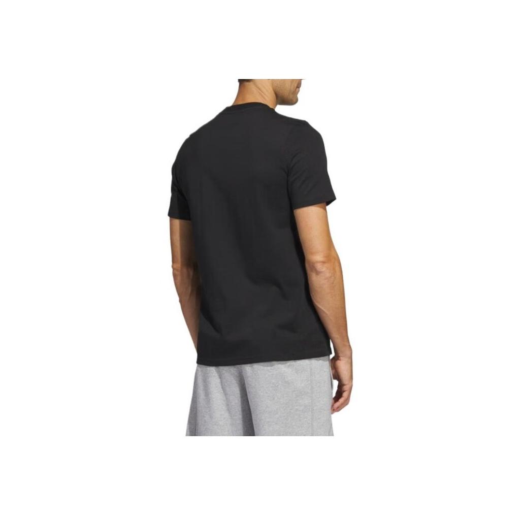 Adidas Comfortable Fashionable Soft Versatile Solid Color Short Sleeve T-Shirt Men Tops Black JZ9180