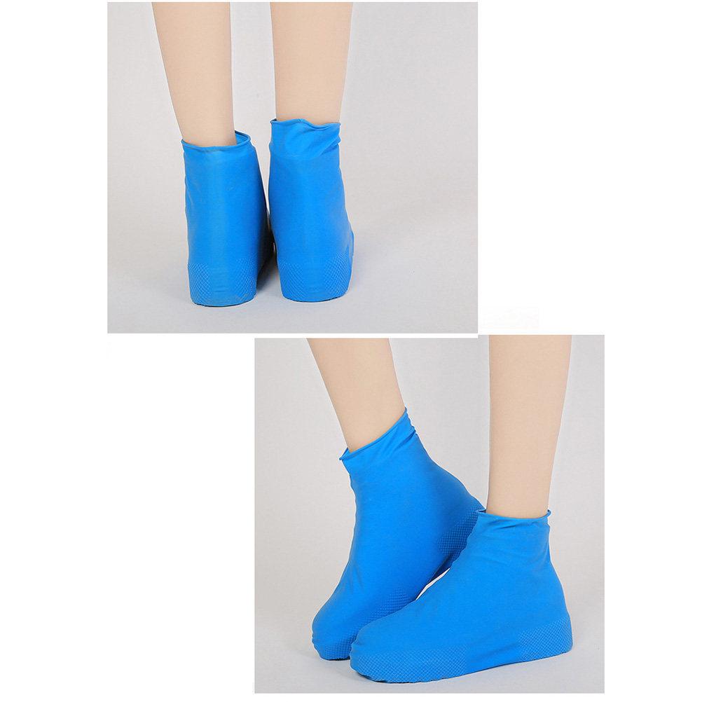 Latex Shoe Covers Waterproof Non-Slip Disposable Elastic Boot Covers Rain Snow Outdoor Camping Hiking Mud Protection синий