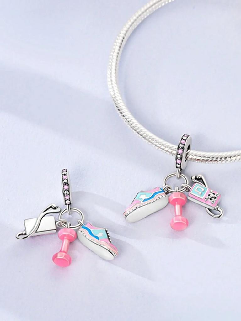Charms Plata Copper Colors Pink Lipstick Perfume Bead Charm Pendant For Original Bracelet For Women Diy Jewelry Love Gift