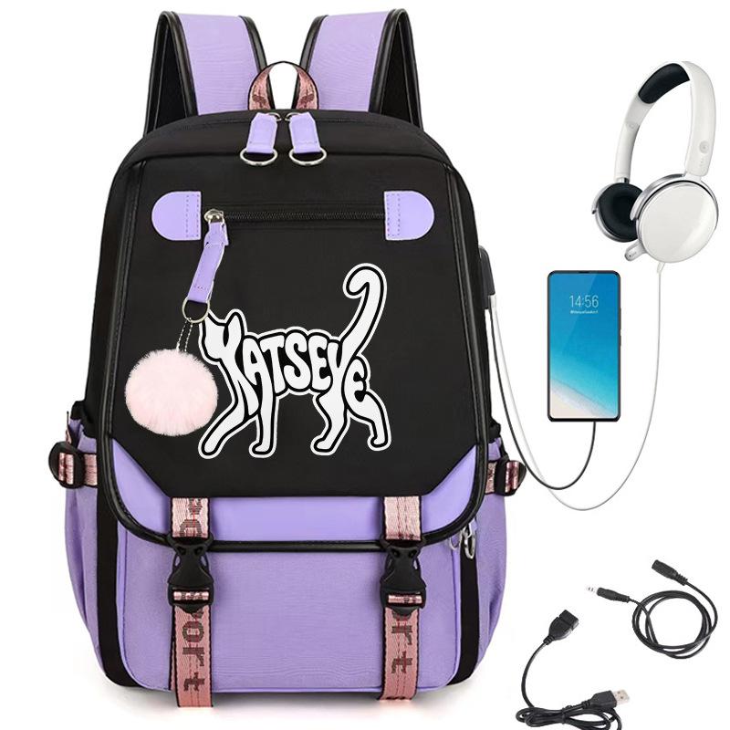 KATSEYE Fashion Girl Group Print Backpack, Large Capacity Teen Student Laptop Bookbag, Water-Resistant Daypack 60123-11