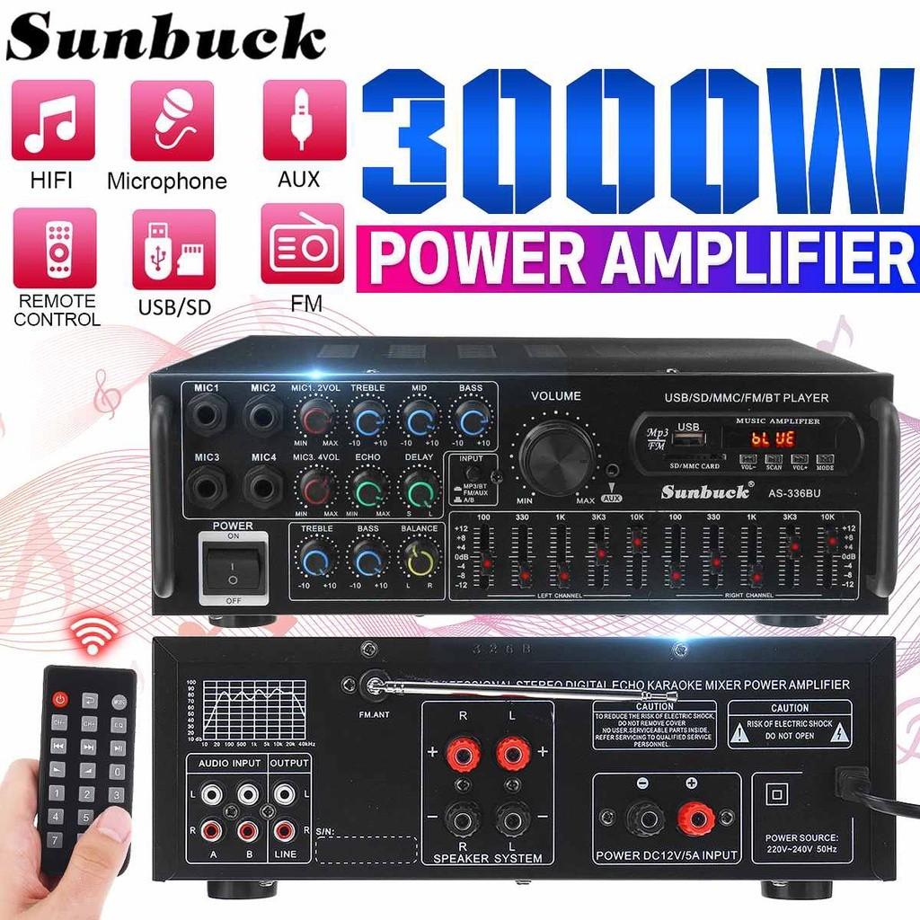 3000W Bluetooth Stereo Amplifier 326BT, Surround Sound, USB SD, FM Amplifier, DVD, AUX, LCD Display, Home Cinema, Karaoke
