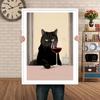 Glam Black Cat Wine Wall Art Canvas Painting – Chic Kitty Cocktail Print for Bar Cart Bedroom Home Bar Decor Funny Aesthetic Cat Art Poster-NO Frame)
