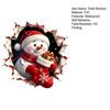 Snowman Pattern Tile Decals Christmas Toilet Decals, 3D Cover Sticker, Waterproof Decor for Bathroom Wall Sticker Holiday Home Lid Decoration