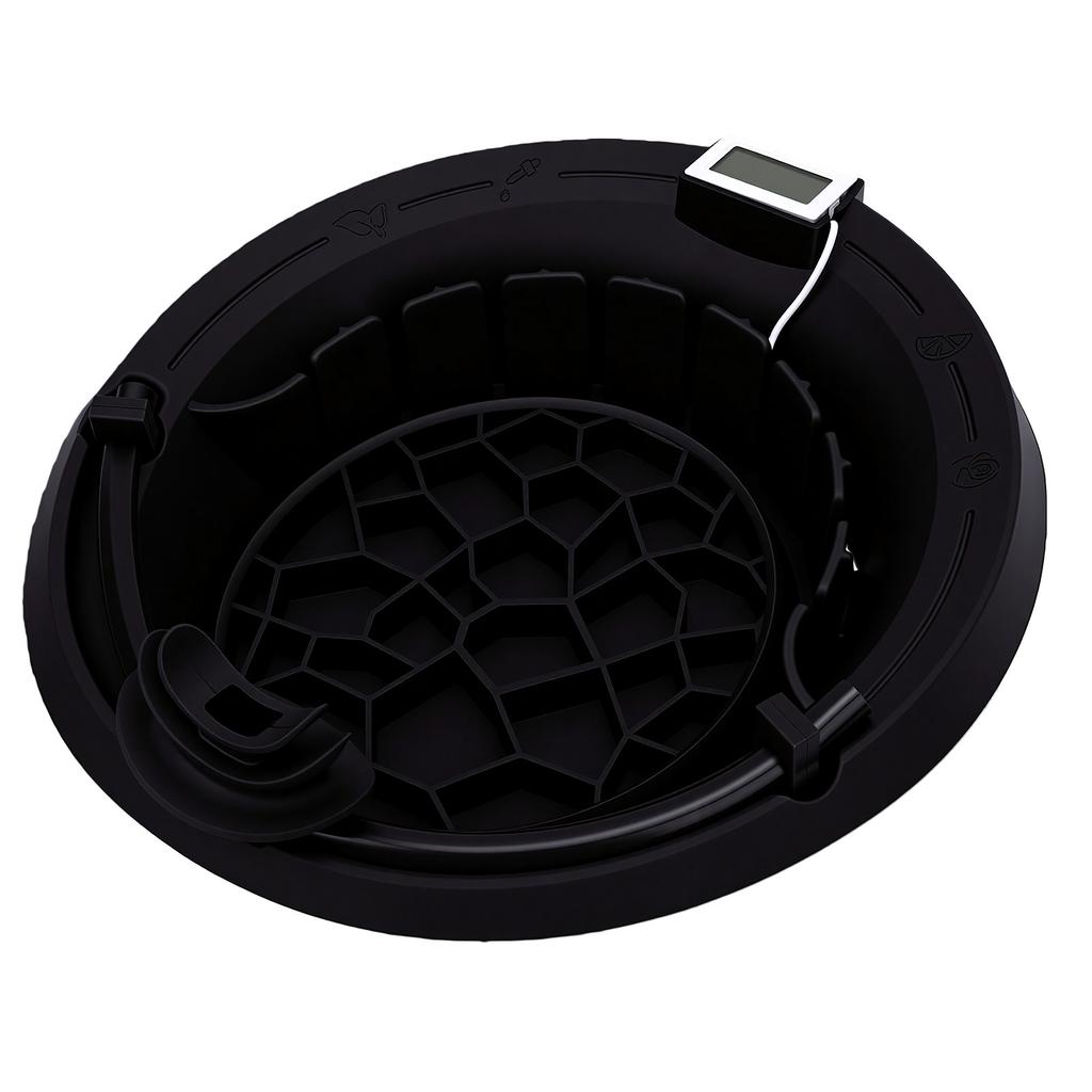 Foldable Ice Face Bowl with Breathing Tube Thermometer Ice Bath Face Basin for Home Travel Black