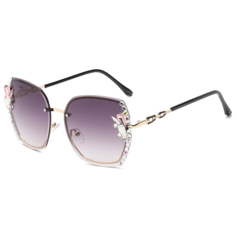 Rhinestone Sunglasses for Women Diamond Cut Edge Sunglasses UV Proof Luxury Marine Glasses