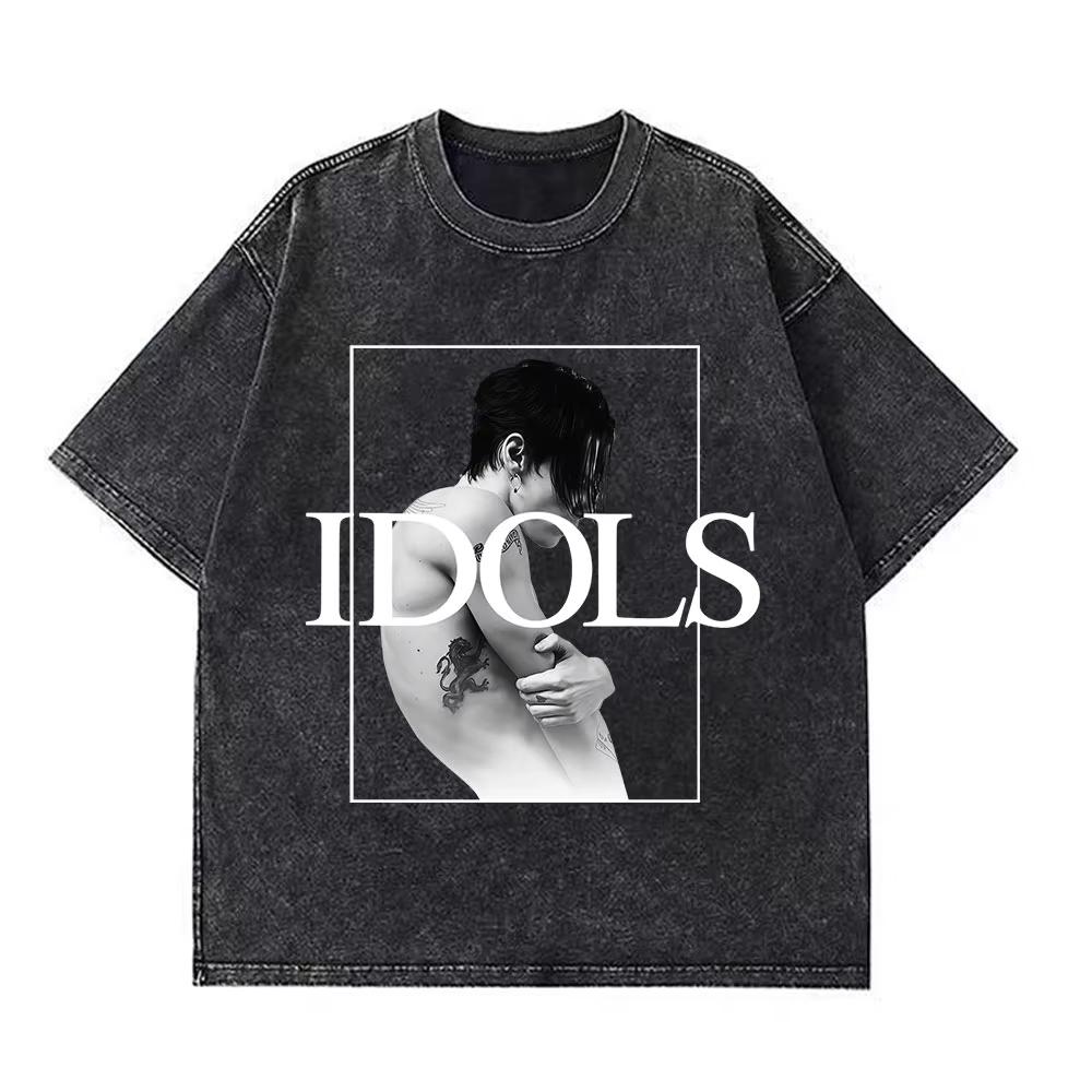 Yungblud IDOLS The World Tour Merch Retro Gewaschenes T-Shirt Herren Damen Hip Hop Rock Kurzarm T-Shirts Übergroße T-Shirts
