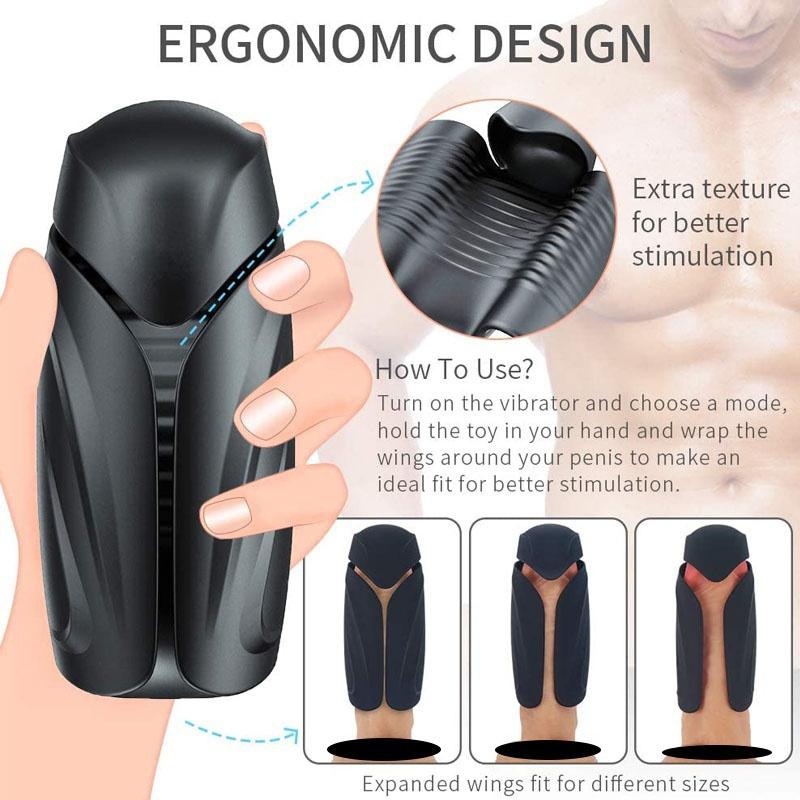 Mužská masturbace Cvičení penisu Masáž Stimulace penisu Sexuální hračky pro muže Vibrátor USB nabíjecí silikonový masturbátor Dospělý orgasmus