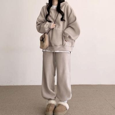 New Arrivals Open Run Women Soft Hoodie Round Neck Oversized Jogger Pants Set