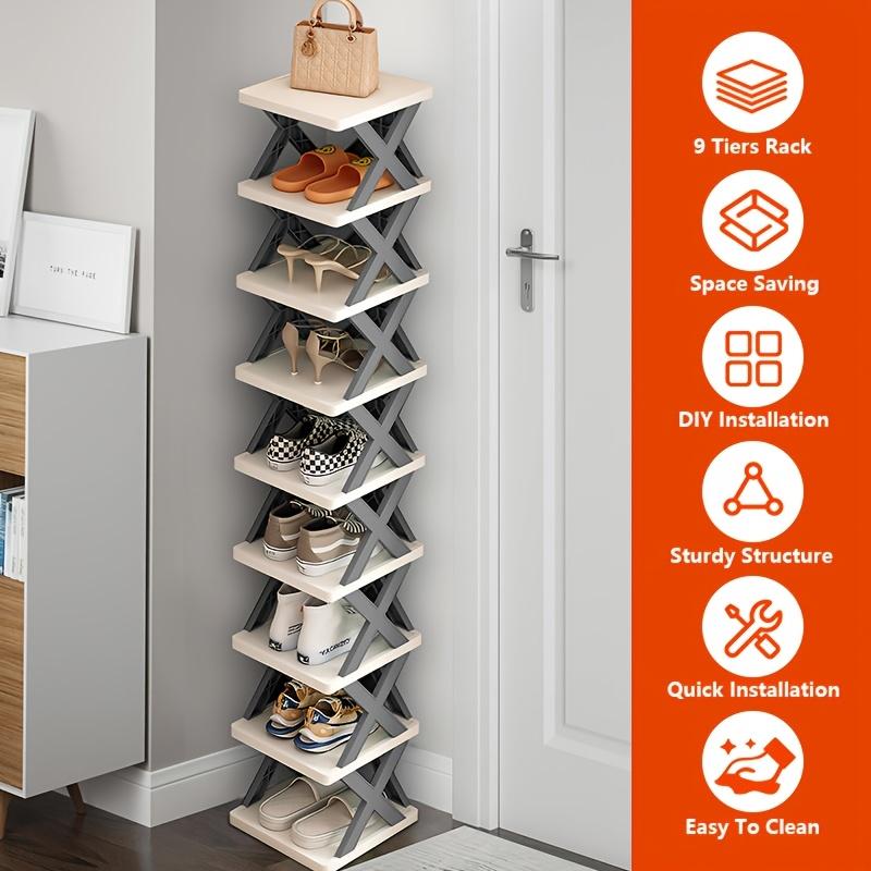 Kaufe 9-stöckiges Schuhregal, Kann 9 Paar Schuhe aufnehmen, Platzsparendes vertikales Schuhregal, Hohes und schmales Schuhregal für Eingangsbereich, Schrank, Flur, Badezimmer zum Preis ab 3.67