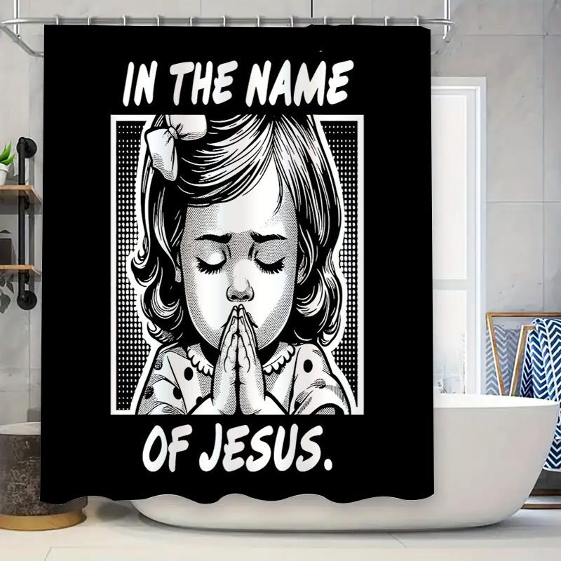 

Religious Prayer Christian Shower Curtain Faith Hope Love Bathroom Decor Spiritual Wall Art Inspirational Home Decor Blessed Gif W60H190(CM)-1 Pcs
