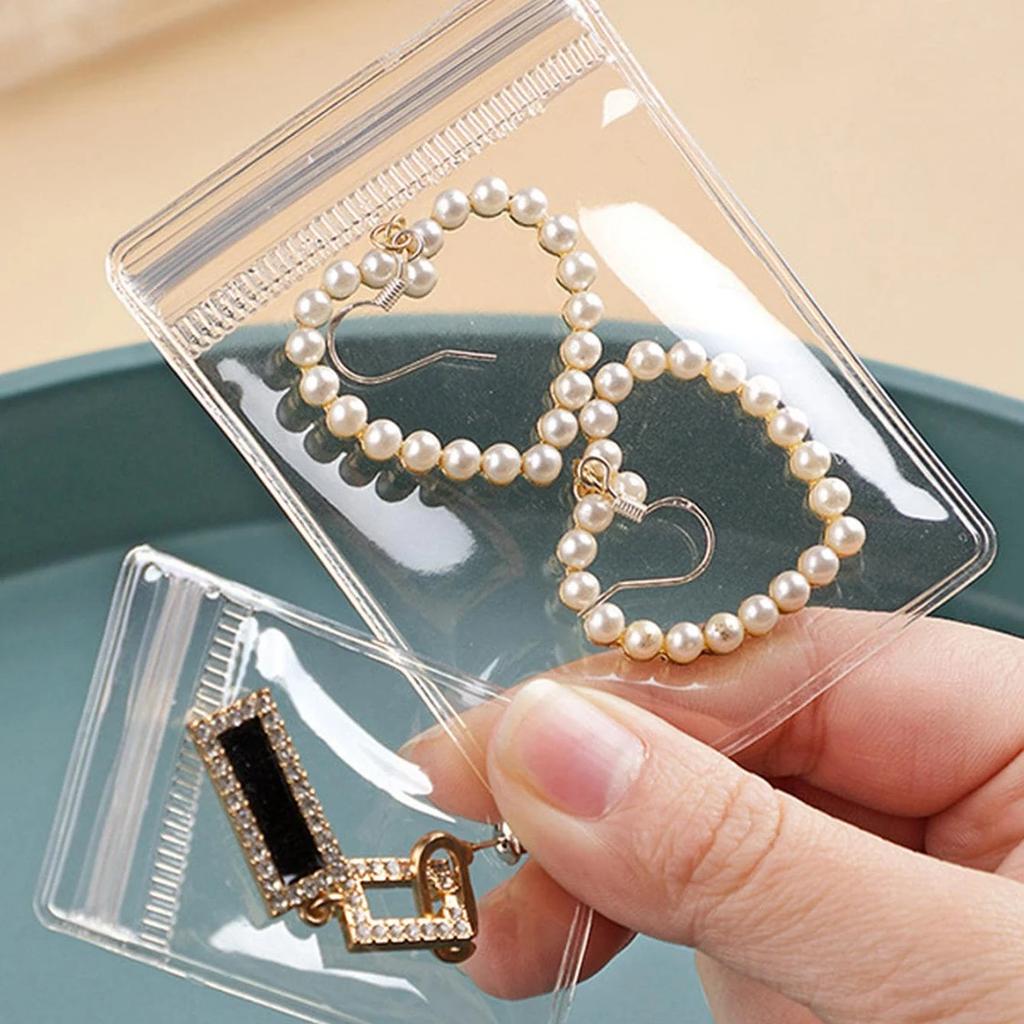 50pcs Transparent Zipper Bags Dust-proof And Anti-oxidation Pockets Used For Packaging Small Jewelry Items