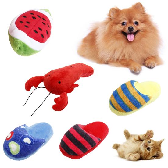 Cats Chew Doll Multi-shape Chew-safe 3 Styles Dog Chew Stuffed Lobste Toy for Pet Cats
