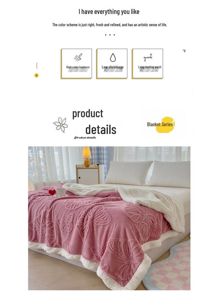 Enfärgad dubbelsidig jacquardfilt med fjärilar - Kontor, tupplur, soffa & luftkonditionering