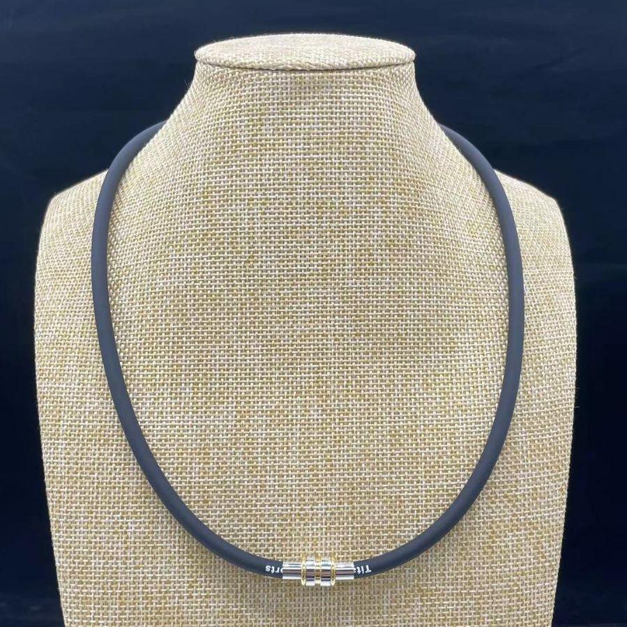 Men's Titanium Steel Negative Ion Silicone Choker Pendant - Unisex Fashion Jewelry