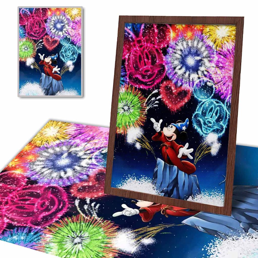 DIY Diamond Painting Mickey Sets Off Fireworks Cross Stitch Kit Mosaic Art Diamond Painting Full Circle Diamond Home Decoration