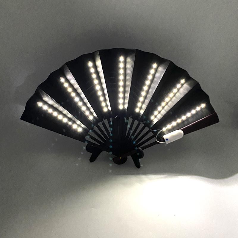 Rose Lace Edge LED Folding Fan - Wedding Gift & Dance Prop