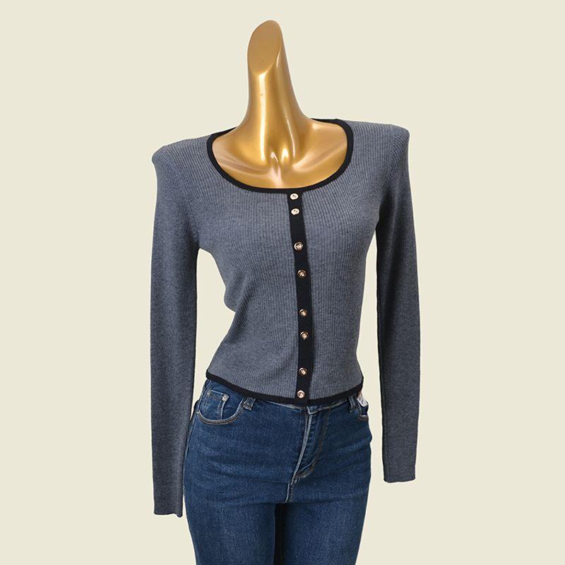 Korean-Style Wool Crew Neck Single-Breasted Base Shirt