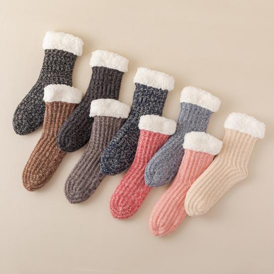 Fleecegefütterte Crew-Socken Warme Hausschuhe mit rutschfesten Noppen Damen Verdickte Flauschige Wintersocken zum Entspannen zu Hause Schlafen