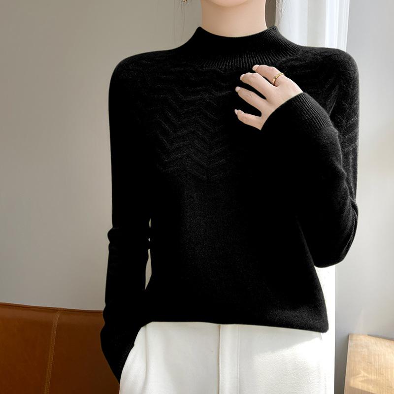 Jesień/Zima Nowy Styl Sweter Pulower z Półgolfem Długim Rękawem Dzianinowy Damski Top