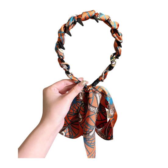 Women Headband Anti-slip Teeth Skull Design Hair Hoop with Ribbon Decor Slimming Effect Headband Hair Accessory