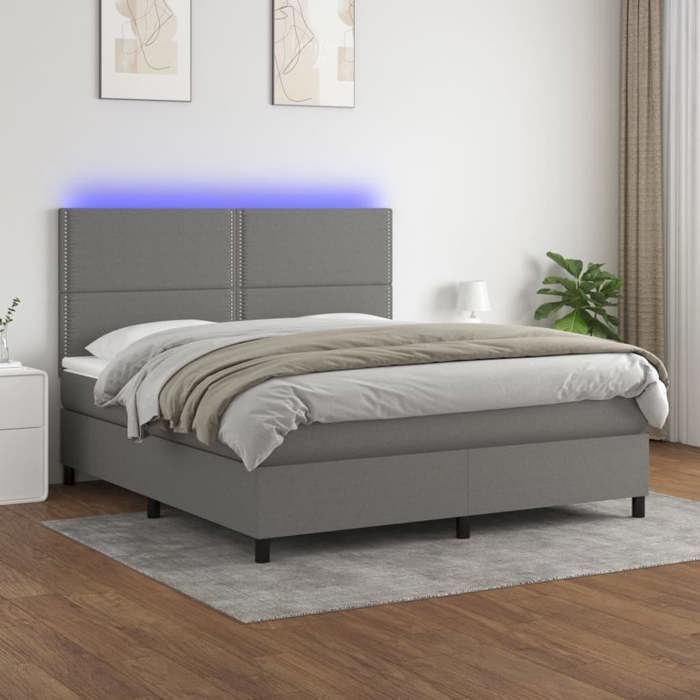 VidaXL Sommier à Lattes de Lit avec Matelas et LED, Lit Rembourré, Lit Double, Lit Adulte de Chambre à Coucher Intérieur, 3134806