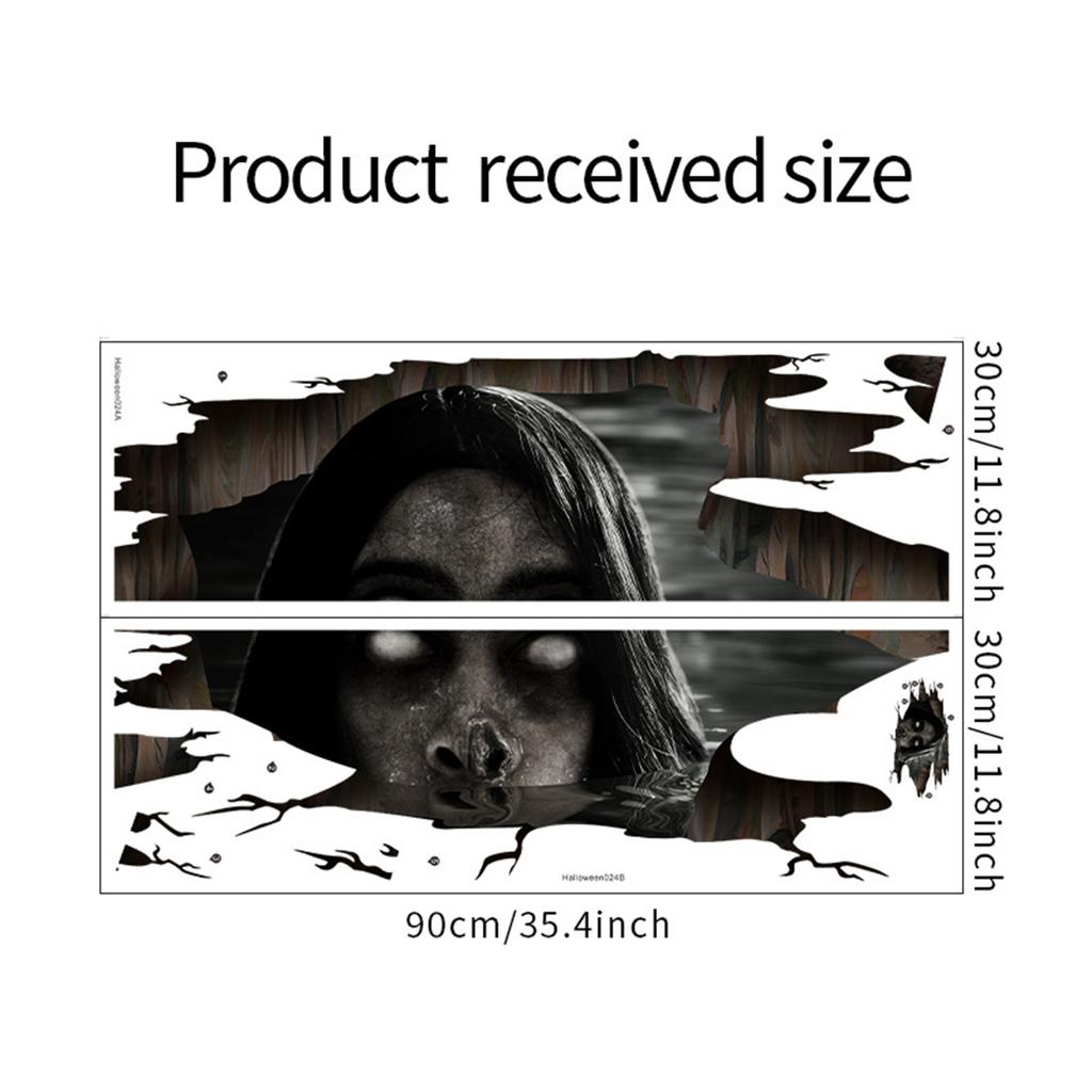 Broken Wall, Eyeless Woman, Halloween Home Decoration Wall Stickers, Self Adhesive