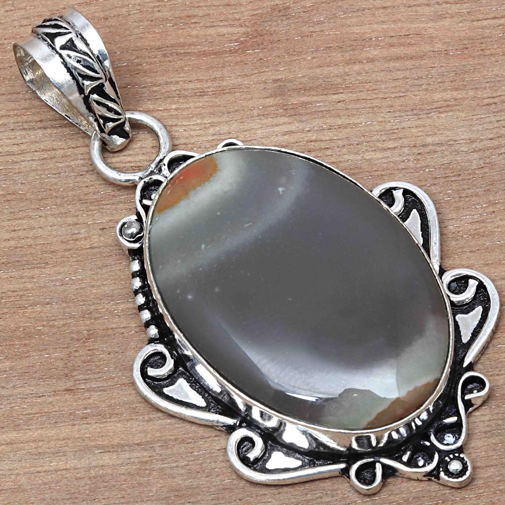 Přívěsek Polygram Jaspis Drahokam Valentýnský Dárek Stříbrné Šperky 2,5"