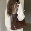 Simple Korean Version of Soft Texture Leather Texture Large Capacity One-shoulder Commuting Bag Classic Brown Work Casual Armpit Tote Bag used for
