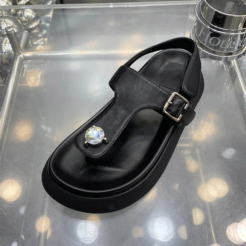 Fashion Flats Platform Women's Sandals Crystal Clip Toe Sport Shoes Woman Summer 2025 Walking Slippers Casual Cozy Slides Femme Zapatos