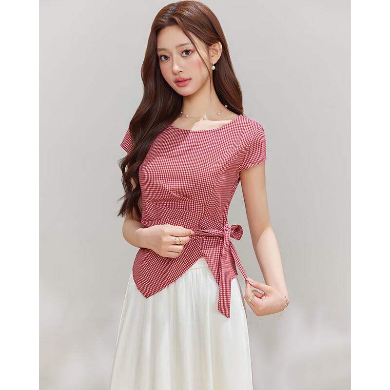 IEF French Style Twist Knot Short Sleeve Top