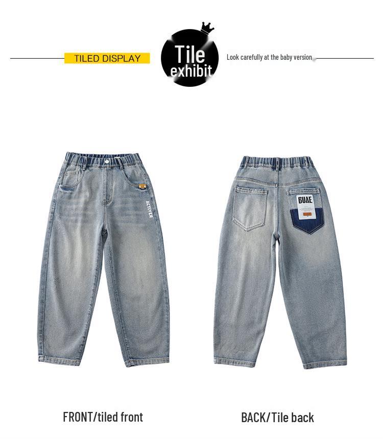 Boys' Cool Soft Denim Jeans: Stylish, Loose-Fit Sporty Trousers for Autumn 2025