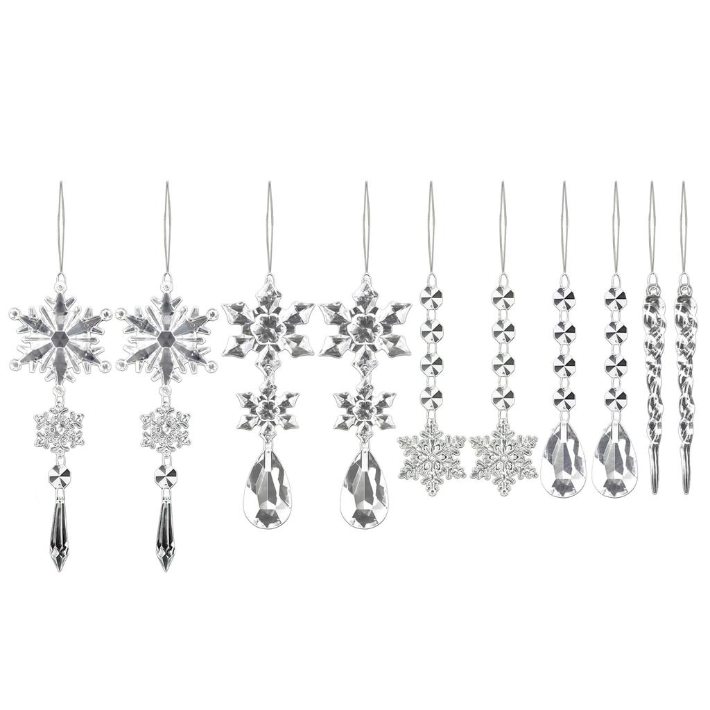 Acrylic Snowflake Pendant Multi-Purpose Icicle Drops Christmas Pendants Shiny Tree Hanging Ornament for Home Decor