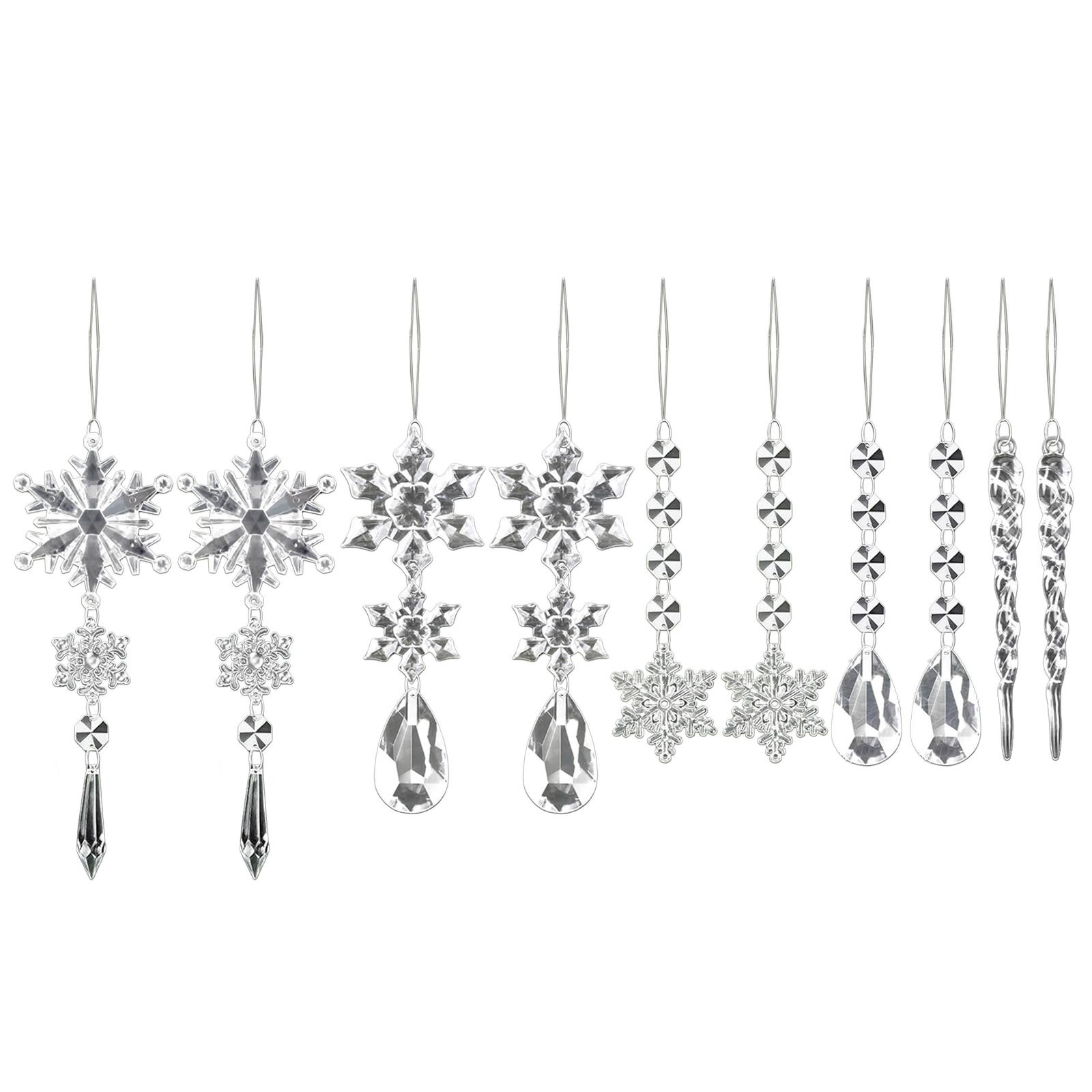 Acrylic Snowflake Pendant Multi-Purpose Icicle Drops Christmas Pendants Shiny Tree Hanging Ornament for Home Decor