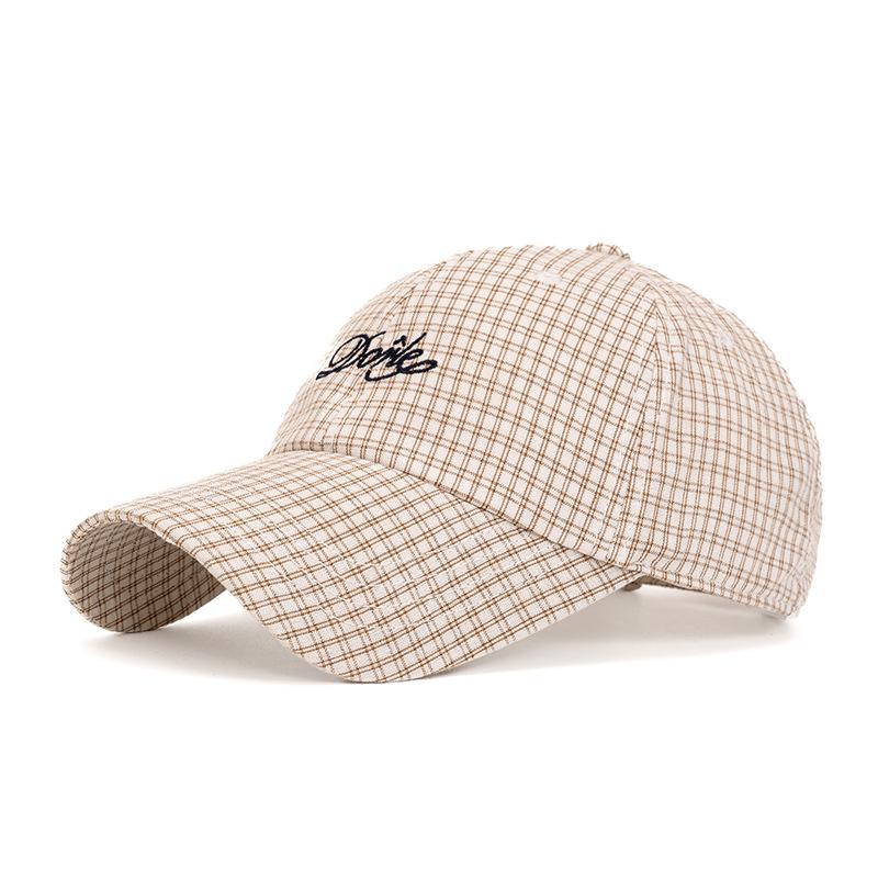 Plaid Cap Women's Spring Summer Letter Embroidered Baseball Cap Sunscreen Hat
